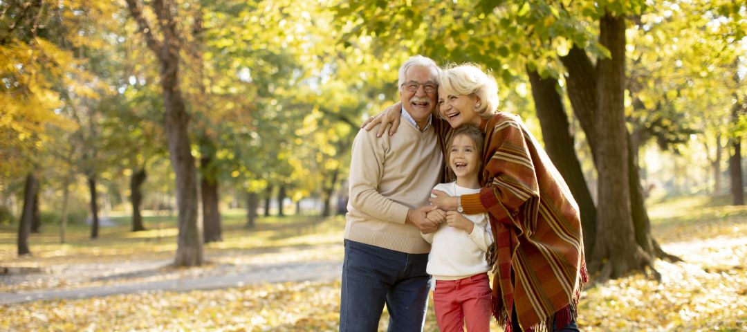 Grandparents Outside in the Fall