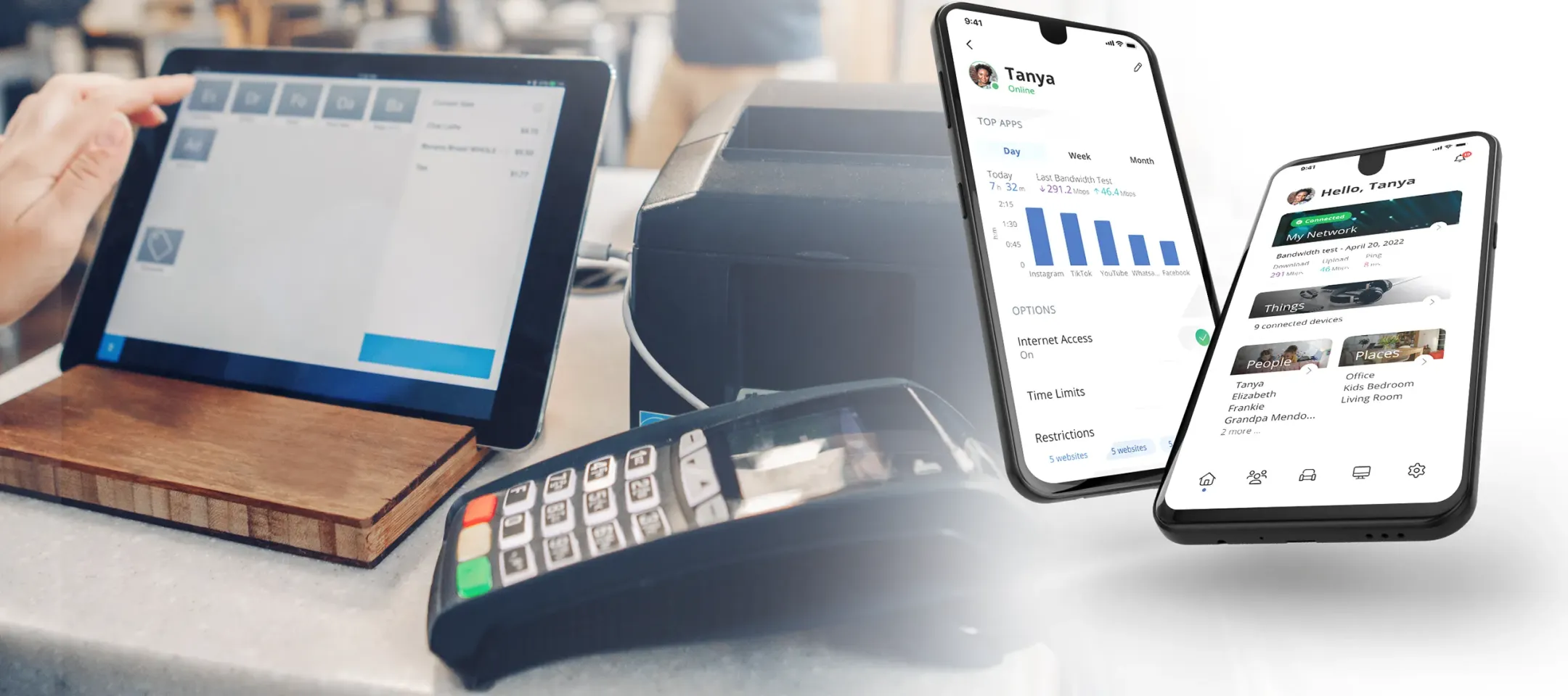 Small business POS system protected by SmartBiz PCI-compliant network security