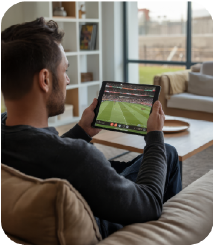 Watching Soccer on Tablet