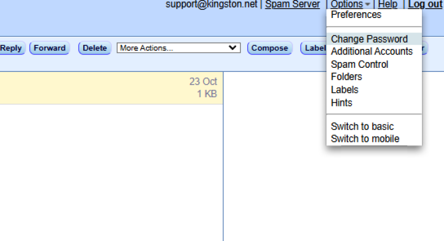Change Password Sceencapture