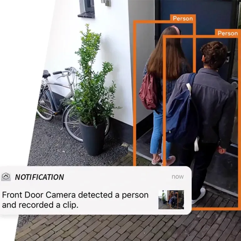 WTC Communications Perth - Smart home security notification showing two people detected by front door camera